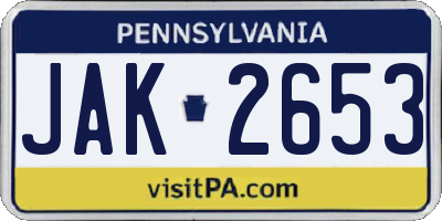 PA license plate JAK2653