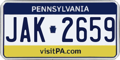 PA license plate JAK2659