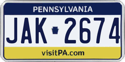 PA license plate JAK2674