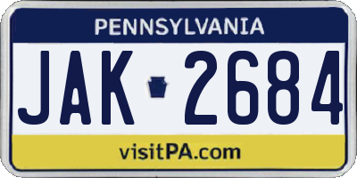 PA license plate JAK2684