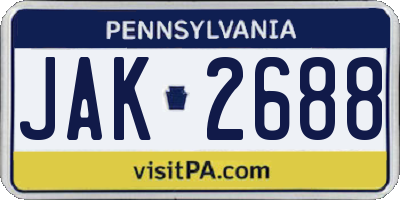 PA license plate JAK2688