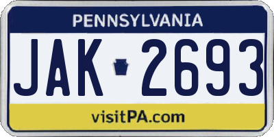 PA license plate JAK2693