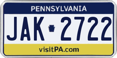 PA license plate JAK2722
