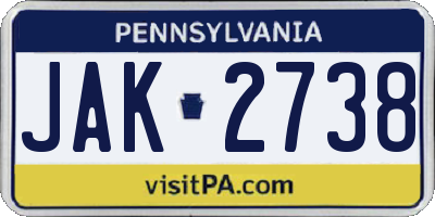 PA license plate JAK2738