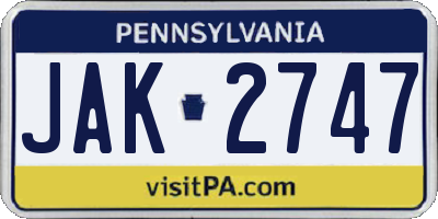 PA license plate JAK2747
