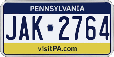 PA license plate JAK2764