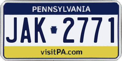 PA license plate JAK2771