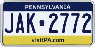 PA license plate JAK2772