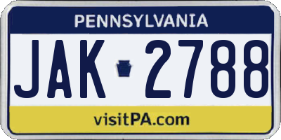 PA license plate JAK2788