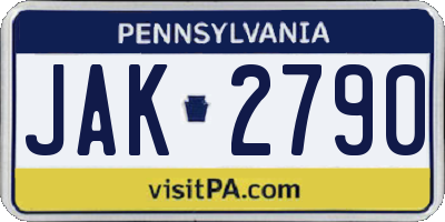 PA license plate JAK2790