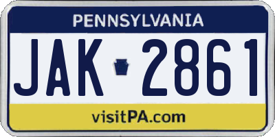 PA license plate JAK2861