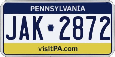 PA license plate JAK2872