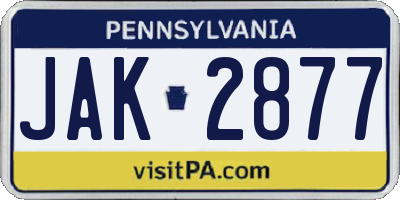 PA license plate JAK2877