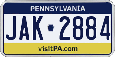 PA license plate JAK2884