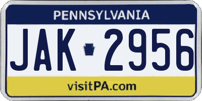 PA license plate JAK2956