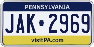 PA license plate JAK2969