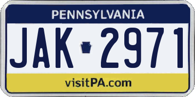 PA license plate JAK2971