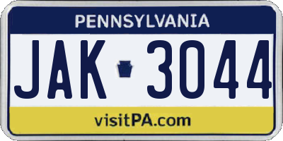 PA license plate JAK3044