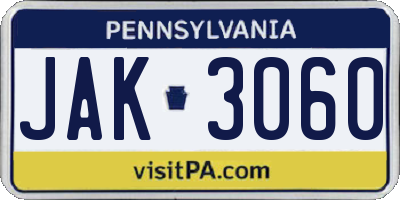 PA license plate JAK3060