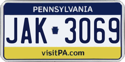 PA license plate JAK3069