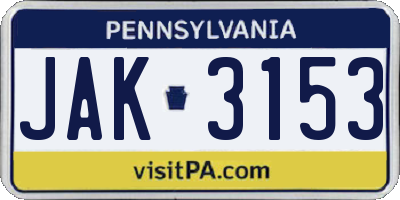 PA license plate JAK3153