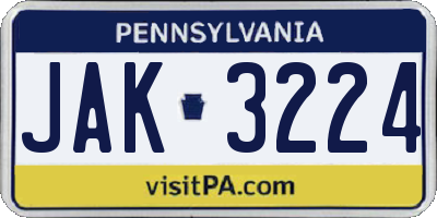 PA license plate JAK3224