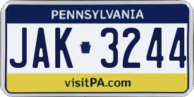 PA license plate JAK3244