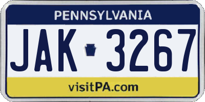 PA license plate JAK3267