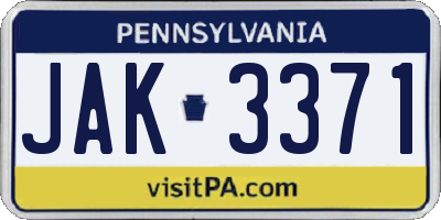PA license plate JAK3371