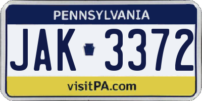 PA license plate JAK3372