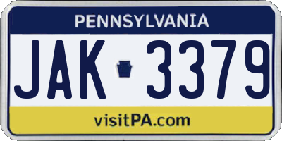 PA license plate JAK3379