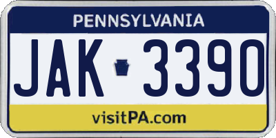 PA license plate JAK3390