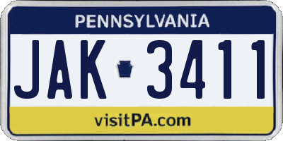 PA license plate JAK3411