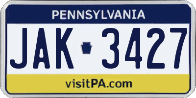 PA license plate JAK3427