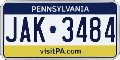 PA license plate JAK3484