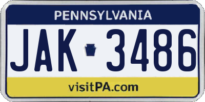 PA license plate JAK3486