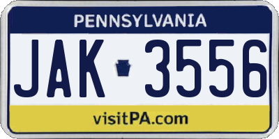 PA license plate JAK3556