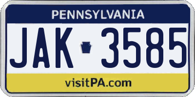 PA license plate JAK3585