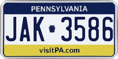 PA license plate JAK3586