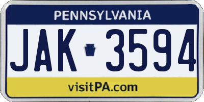 PA license plate JAK3594