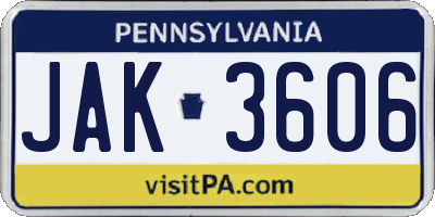 PA license plate JAK3606