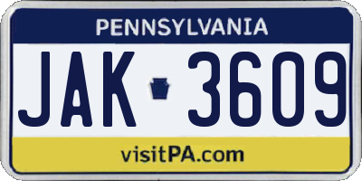 PA license plate JAK3609