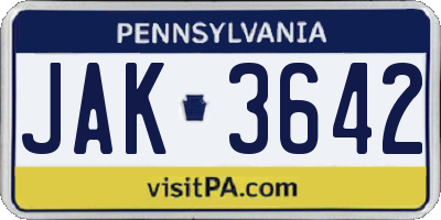 PA license plate JAK3642