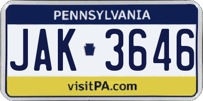 PA license plate JAK3646