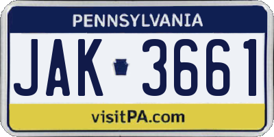 PA license plate JAK3661