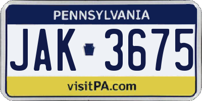 PA license plate JAK3675