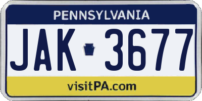 PA license plate JAK3677