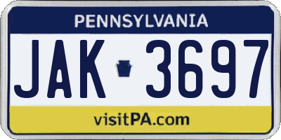 PA license plate JAK3697