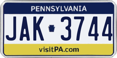 PA license plate JAK3744