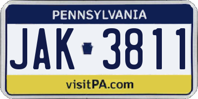 PA license plate JAK3811